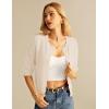 imageGRACE KARIN Womens 34 Short Sleeve Cropped Cardigan Lightweight Button up Crochet Knit Sweater Shrug for Summer SpringLight Apricot