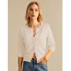 imageGRACE KARIN Womens 34 Short Sleeve Cropped Cardigan Lightweight Button up Crochet Knit Sweater Shrug for Summer SpringLight Apricot