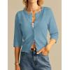 imageGRACE KARIN Womens 34 Short Sleeve Cropped Cardigan Lightweight Button up Crochet Knit Sweater Shrug for Summer SpringLight Blue