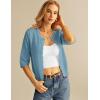 imageGRACE KARIN Womens 34 Short Sleeve Cropped Cardigan Lightweight Button up Crochet Knit Sweater Shrug for Summer SpringLight Blue