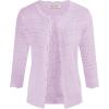 imageGRACE KARIN Womens 34 Short Sleeve Cropped Cardigan Lightweight Button up Crochet Knit Sweater Shrug for Summer SpringLight Purple