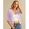 imageGRACE KARIN Womens 34 Short Sleeve Cropped Cardigan Lightweight Button up Crochet Knit Sweater Shrug for Summer SpringLight Purple