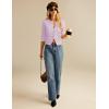 imageGRACE KARIN Womens 34 Short Sleeve Cropped Cardigan Lightweight Button up Crochet Knit Sweater Shrug for Summer SpringLight Purple