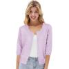 imageGRACE KARIN Womens 34 Short Sleeve Cropped Cardigan Lightweight Button up Crochet Knit Sweater Shrug for Summer SpringLight Purple