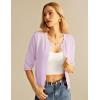 imageGRACE KARIN Womens 34 Short Sleeve Cropped Cardigan Lightweight Button up Crochet Knit Sweater Shrug for Summer SpringLight Purple