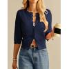 imageGRACE KARIN Womens 34 Short Sleeve Cropped Cardigan Lightweight Button up Crochet Knit Sweater Shrug for Summer SpringNavy Blue
