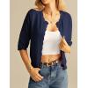 imageGRACE KARIN Womens 34 Short Sleeve Cropped Cardigan Lightweight Button up Crochet Knit Sweater Shrug for Summer SpringNavy Blue