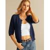imageGRACE KARIN Womens 34 Short Sleeve Cropped Cardigan Lightweight Button up Crochet Knit Sweater Shrug for Summer SpringNavy Blue