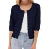 imageGRACE KARIN Womens 34 Short Sleeve Cropped Cardigan Lightweight Button up Crochet Knit Sweater Shrug for Summer SpringNavy Blue