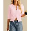imageGRACE KARIN Womens 34 Short Sleeve Cropped Cardigan Lightweight Button up Crochet Knit Sweater Shrug for Summer SpringPink