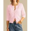 imageGRACE KARIN Womens 34 Short Sleeve Cropped Cardigan Lightweight Button up Crochet Knit Sweater Shrug for Summer SpringPink