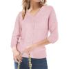 imageGRACE KARIN Womens 34 Short Sleeve Cropped Cardigan Lightweight Button up Crochet Knit Sweater Shrug for Summer SpringPink
