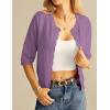 imageGRACE KARIN Womens 34 Short Sleeve Cropped Cardigan Lightweight Button up Crochet Knit Sweater Shrug for Summer SpringPurple