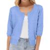 imageGRACE KARIN Womens 34 Short Sleeve Cropped Cardigan Lightweight Button up Crochet Knit Sweater Shrug for Summer SpringSky Light Blue