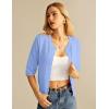 imageGRACE KARIN Womens 34 Short Sleeve Cropped Cardigan Lightweight Button up Crochet Knit Sweater Shrug for Summer SpringSky Light Blue