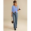 imageGRACE KARIN Womens 34 Short Sleeve Cropped Cardigan Lightweight Button up Crochet Knit Sweater Shrug for Summer SpringSky Light Blue