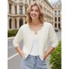 imageGRACE KARIN Womens 34 Short Sleeve Cropped Cardigan Lightweight Button up Crochet Knit Sweater Shrug for Summer SpringWhite