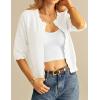 imageGRACE KARIN Womens 34 Short Sleeve Cropped Cardigan Lightweight Button up Crochet Knit Sweater Shrug for Summer SpringWhite