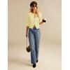 imageGRACE KARIN Womens 34 Short Sleeve Cropped Cardigan Lightweight Button up Crochet Knit Sweater Shrug for Summer SpringYellow
