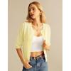 imageGRACE KARIN Womens 34 Short Sleeve Cropped Cardigan Lightweight Button up Crochet Knit Sweater Shrug for Summer SpringYellow