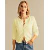 imageGRACE KARIN Womens 34 Short Sleeve Cropped Cardigan Lightweight Button up Crochet Knit Sweater Shrug for Summer SpringYellow