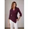 imageGRACE KARIN Womens 34 Sleeve Blouses Tops Elegant Wrap V Neck Asymmetrical Hem Work Blouse Office Tops Dark Red S