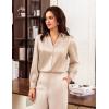 imageGRACE KARIN Womens Business Casual Tops Long Sleeve Satin Silk Blouse Button Down Work Shirts Dressy Tops Fall Fashion 2025Beige