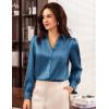 imageGRACE KARIN Womens Business Casual Tops Long Sleeve Satin Silk Blouse Button Down Work Shirts Dressy Tops Fall Fashion 2025Grey Blue