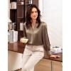 imageGRACE KARIN Womens Business Casual Tops Long Sleeve Satin Silk Blouse Button Down Work Shirts Dressy Tops Fall Fashion 2025Taupe