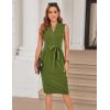 imageGRACE KARIN Womens Business Dresses Sleeveless V Neck Bodycon Sheath Dress Zipper Up Office Work Dress with PocketsArmy Green