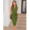imageGRACE KARIN Womens Business Dresses Sleeveless V Neck Bodycon Sheath Dress Zipper Up Office Work Dress with PocketsArmy Green