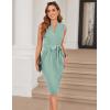 imageGRACE KARIN Womens Business Dresses Sleeveless V Neck Bodycon Sheath Dress Zipper Up Office Work Dress with PocketsGreen