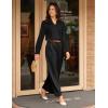imageGRACE KARIN Womens Business Dressy Casual Blouses Pleated Long Sleeve Button Down Shirts V Neck Work Office Tops Loose FitBlack