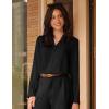 imageGRACE KARIN Womens Business Dressy Casual Blouses Pleated Long Sleeve Button Down Shirts V Neck Work Office Tops Loose FitBlack