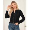 imageGRACE KARIN Womens Business Dressy Casual Blouses Pleated Long Sleeve Button Down Shirts V Neck Work Office Tops Loose FitBlack