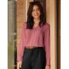 imageGRACE KARIN Womens Business Dressy Casual Blouses Pleated Long Sleeve Button Down Shirts V Neck Work Office Tops Loose FitGrey Pink