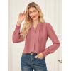 imageGRACE KARIN Womens Business Dressy Casual Blouses Pleated Long Sleeve Button Down Shirts V Neck Work Office Tops Loose FitGrey Pink