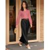 imageGRACE KARIN Womens Business Dressy Casual Blouses Pleated Long Sleeve Button Down Shirts V Neck Work Office Tops Loose FitGrey Pink