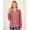 imageGRACE KARIN Womens Business Dressy Casual Blouses Pleated Long Sleeve Button Down Shirts V Neck Work Office Tops Loose FitGrey Pink