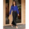 imageGRACE KARIN Womens Business Dressy Casual Blouses Pleated Long Sleeve Button Down Shirts V Neck Work Office Tops Loose FitRoyal Blue