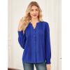 imageGRACE KARIN Womens Business Dressy Casual Blouses Pleated Long Sleeve Button Down Shirts V Neck Work Office Tops Loose FitRoyal Blue