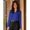 imageGRACE KARIN Womens Business Dressy Casual Blouses Pleated Long Sleeve Button Down Shirts V Neck Work Office Tops Loose FitRoyal Blue