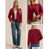 imageGRACE KARIN Womens Cropped Knit Sweater Blazer Oversized Open Front Jackets 2025 Fall Laple Cardigans Dressy CasualWine Red