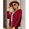 imageGRACE KARIN Womens Cropped Knit Sweater Blazer Oversized Open Front Jackets 2025 Fall Laple Cardigans Dressy CasualWine Red