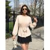 imageGRACE KARIN Womens Dressy Tops Fall Long Sleeve Blouses Elegant Pleated Business Work Shirts Trendy Outfit 2025Apricot