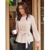 imageGRACE KARIN Womens Dressy Tops Fall Long Sleeve Blouses Elegant Pleated Business Work Shirts Trendy Outfit 2025Apricot