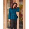 imageGRACE KARIN Womens Dressy Tops Fall Long Sleeve Blouses Elegant Pleated Business Work Shirts Trendy Outfit 2025Blue Green
