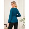 imageGRACE KARIN Womens Dressy Tops Fall Long Sleeve Blouses Elegant Pleated Business Work Shirts Trendy Outfit 2025Blue Green
