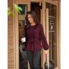 imageGRACE KARIN Womens Dressy Tops Fall Long Sleeve Blouses Elegant Pleated Business Work Shirts Trendy Outfit 2025Wine Red