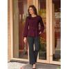 imageGRACE KARIN Womens Dressy Tops Fall Long Sleeve Blouses Elegant Pleated Business Work Shirts Trendy Outfit 2025Wine Red